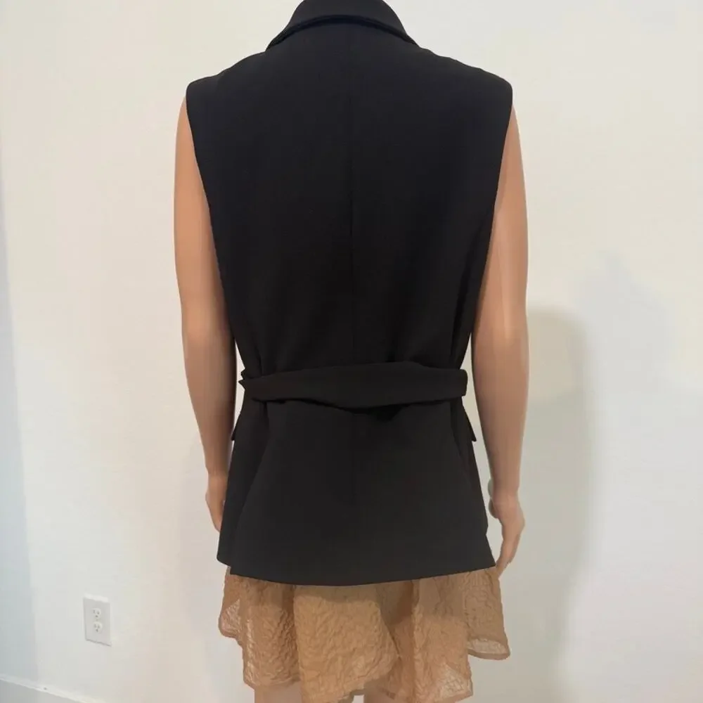 Roz & Ali large belted utility jacket vest waistcoat blazer C2 3139